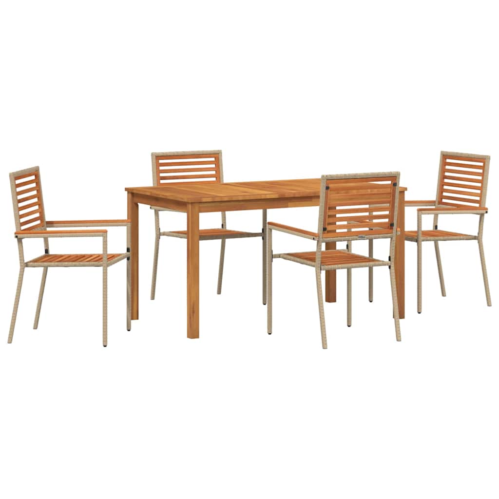 Garten Essgruppe 5 Stk. Beige Massivholz Akazie