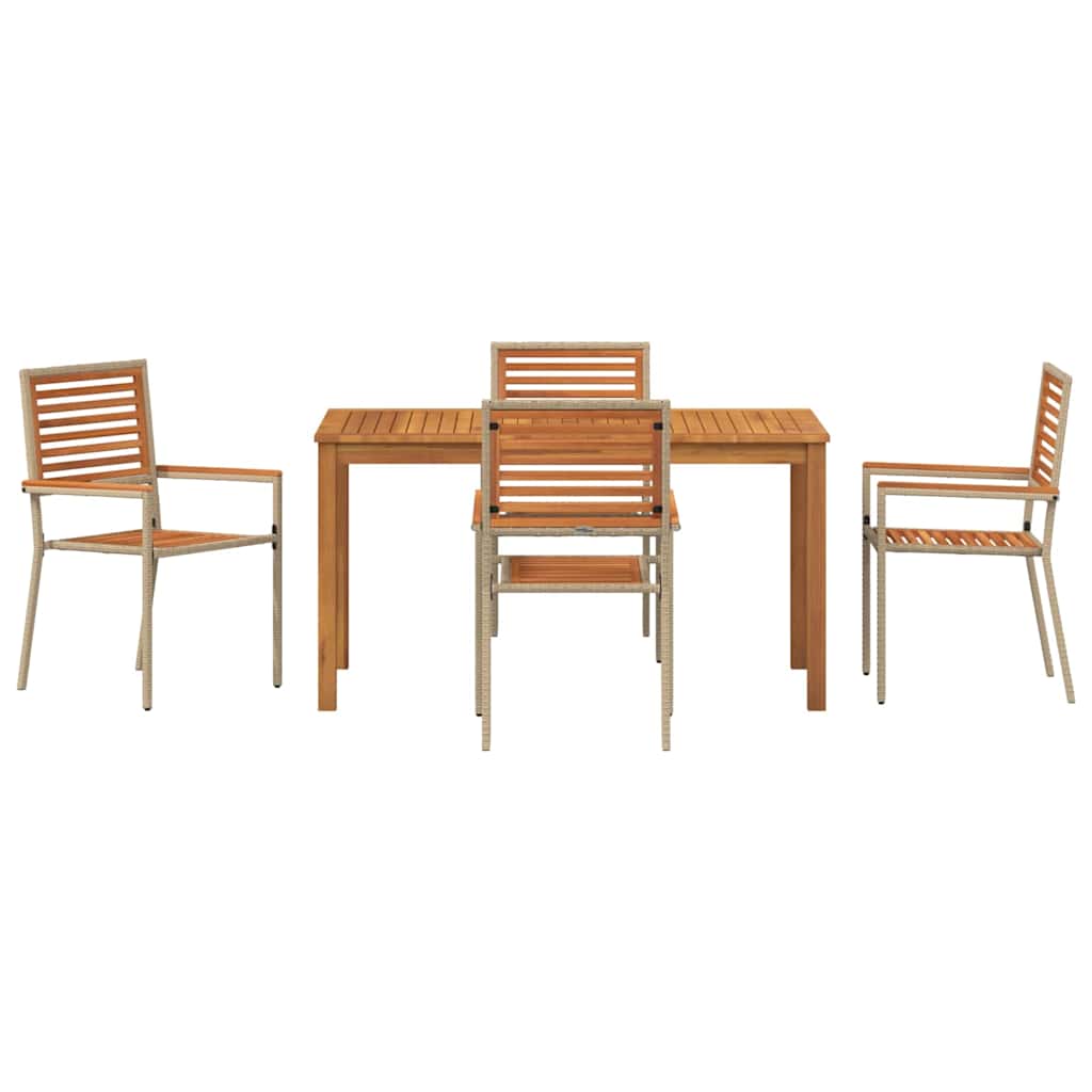 Garten Essgruppe 5 Stk. Beige Massivholz Akazie