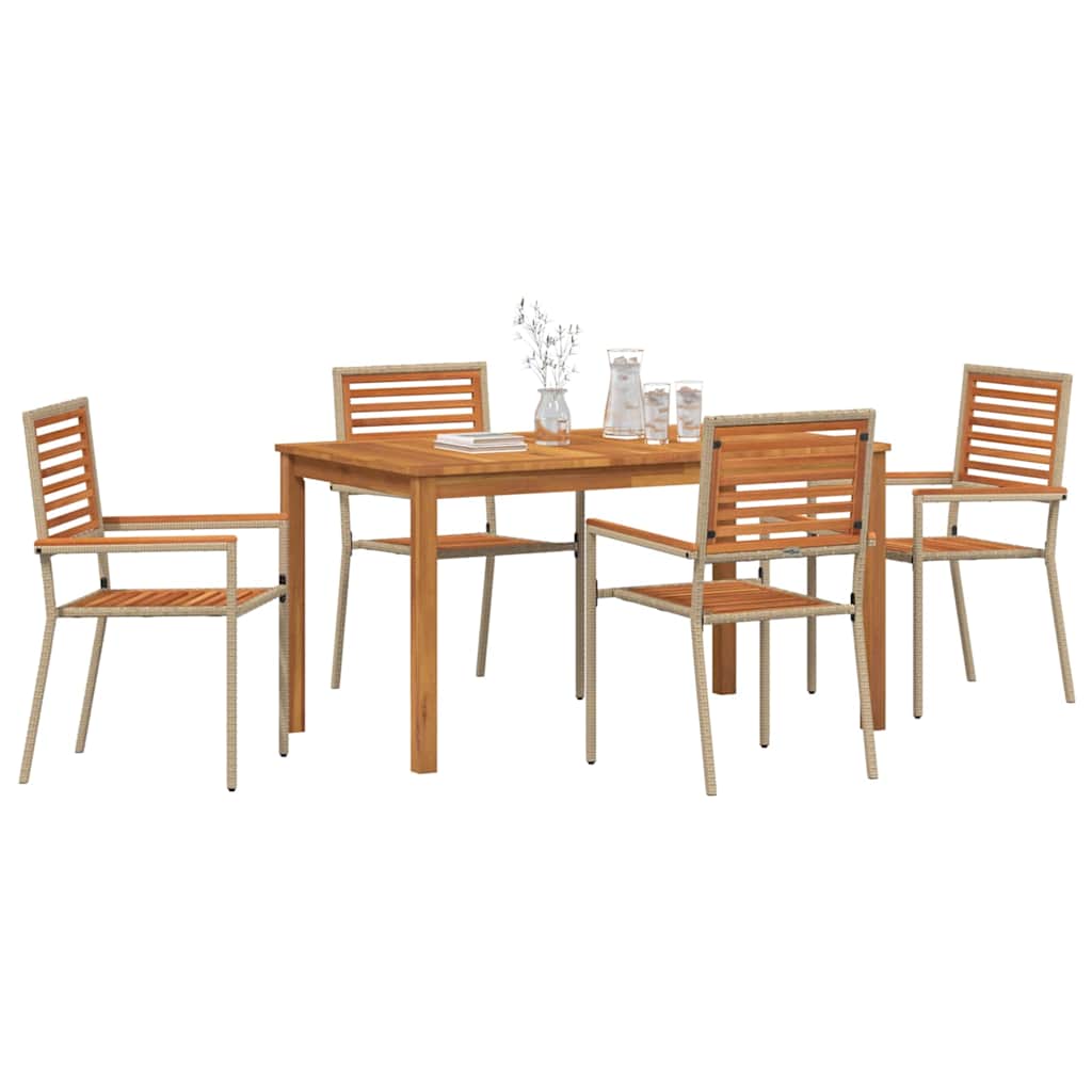 Garten Essgruppe 5 Stk. Beige Massivholz Akazie