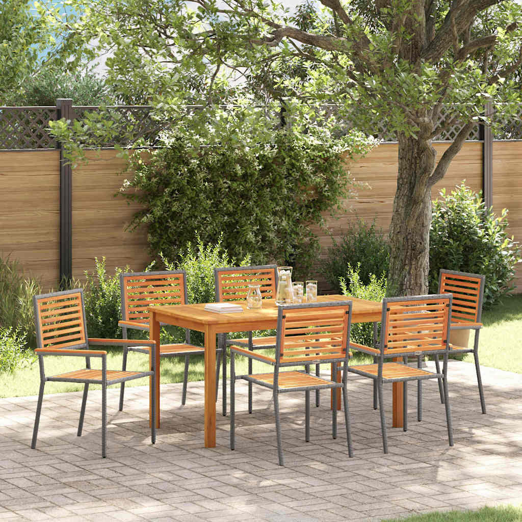 Garten Essgruppe 7 stk. Grau Massivholz Akazie
