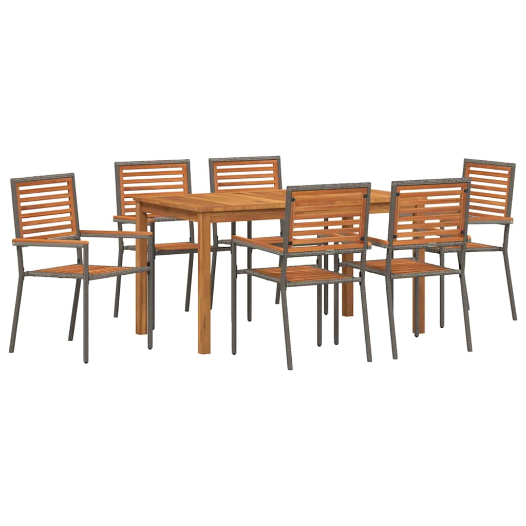 Garten Essgruppe 7 stk. Grau Massivholz Akazie