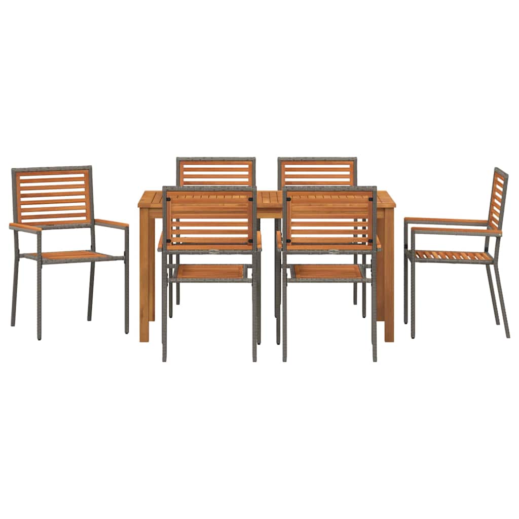 Garten Essgruppe 7 stk. Grau Massivholz Akazie