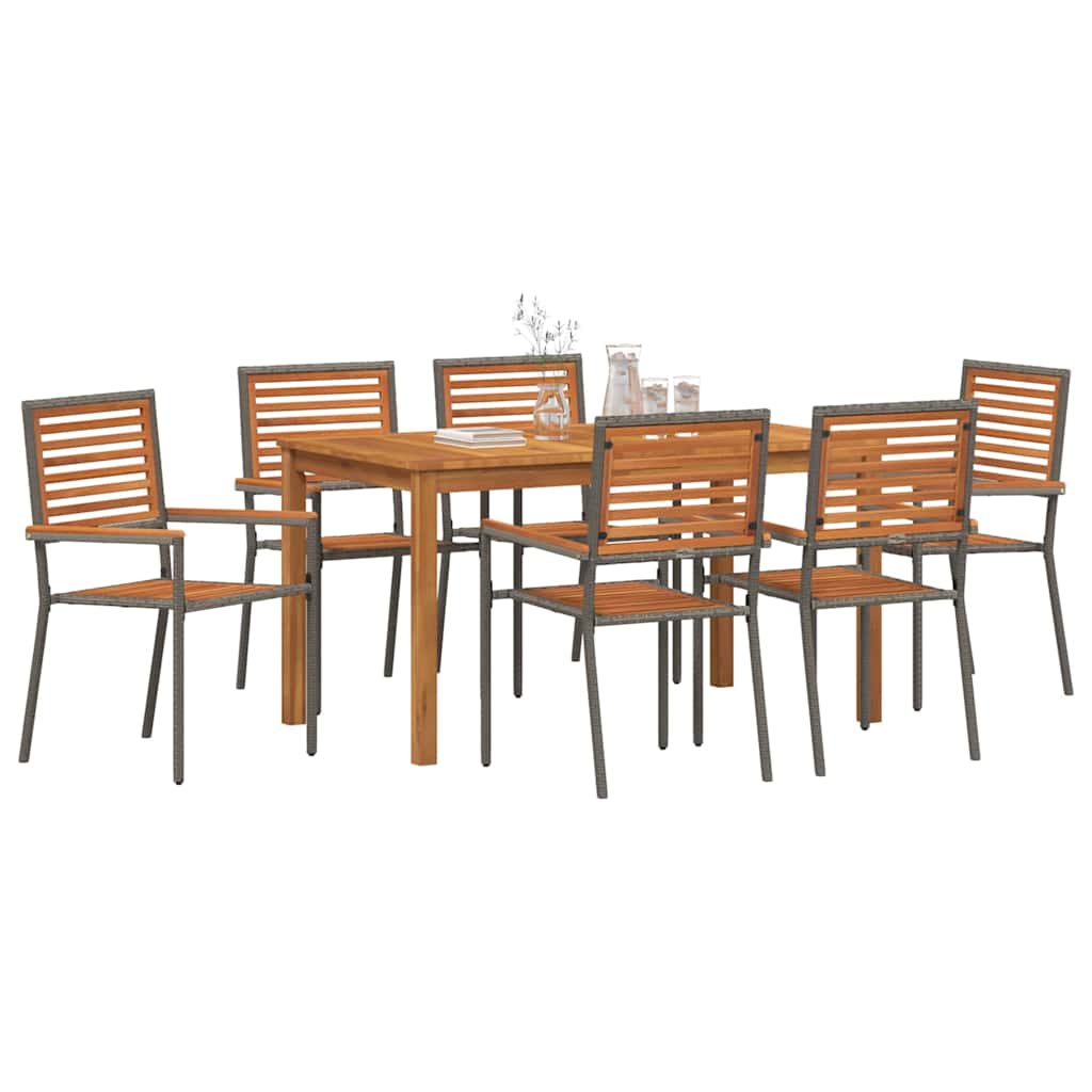 Garten Essgruppe 7 stk. Grau Massivholz Akazie