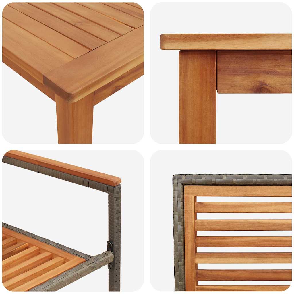 Garten Essgruppe 7 stk. Grau Massivholz Akazie