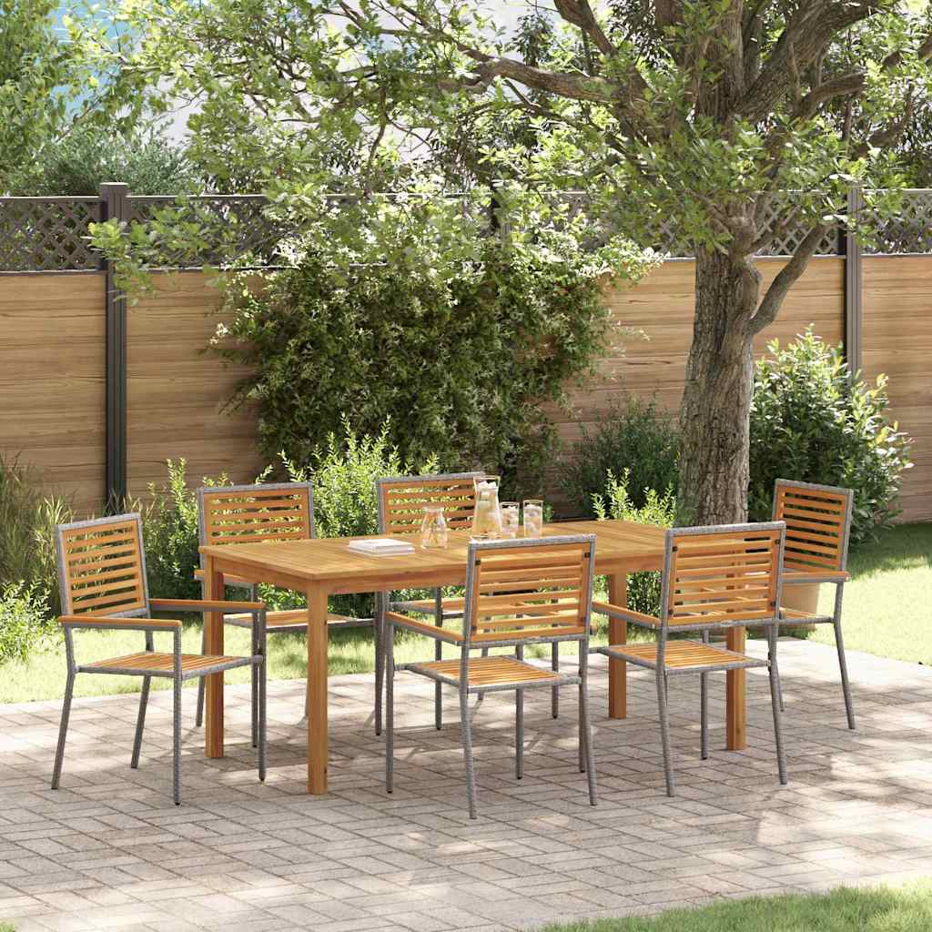 Garten Essgruppe 7 stk. Grau Massivholz Akazie