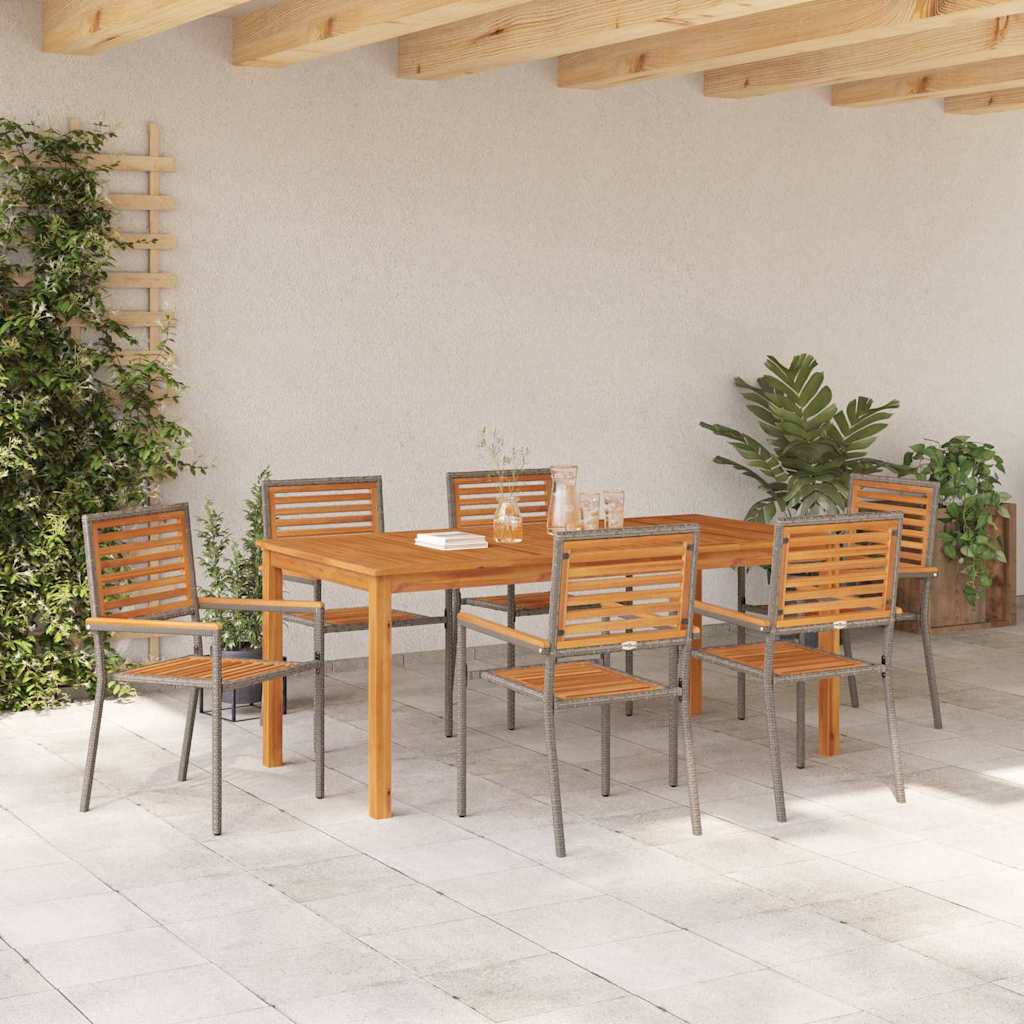 Garten Essgruppe 7 stk. Grau Massivholz Akazie