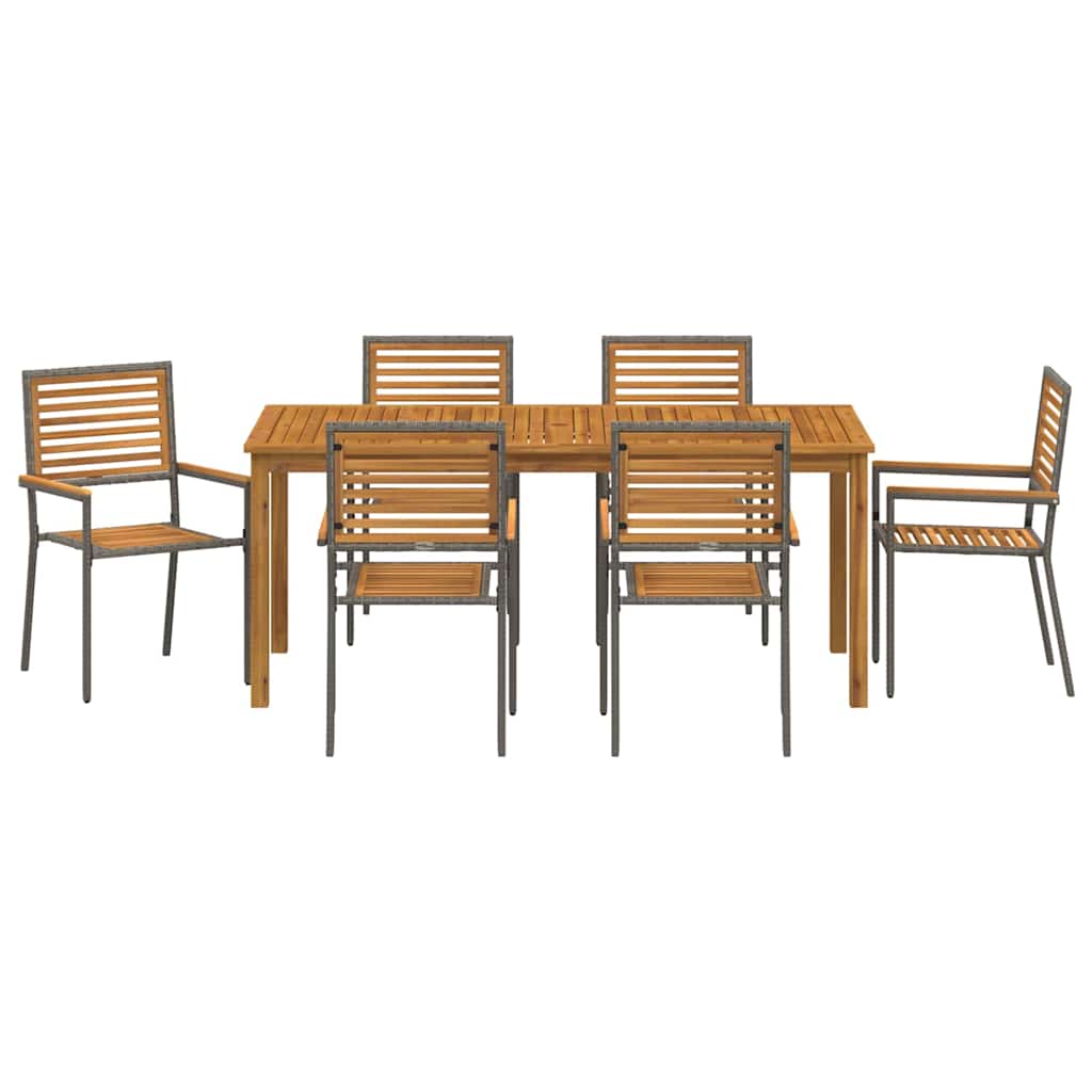 Garten Essgruppe 7 stk. Grau Massivholz Akazie