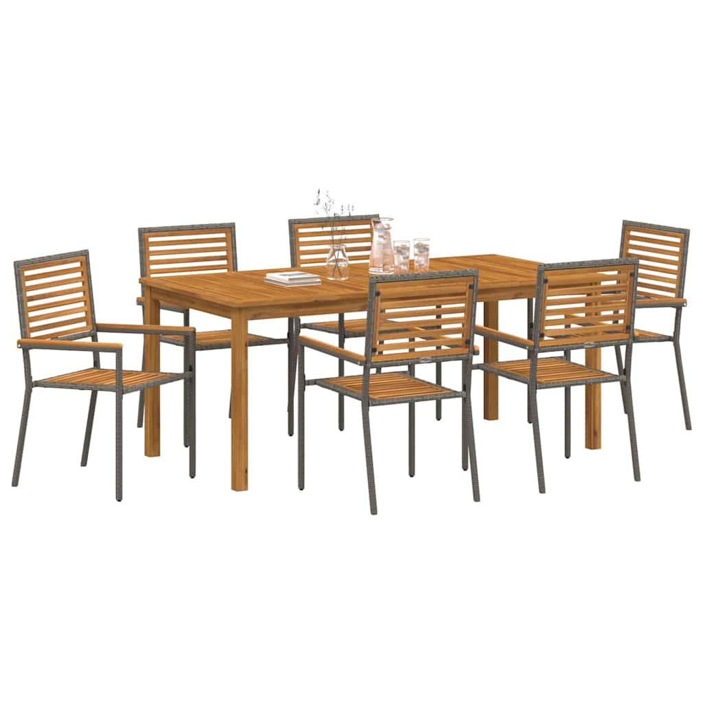 Garten Essgruppe 7 stk. Grau Massivholz Akazie