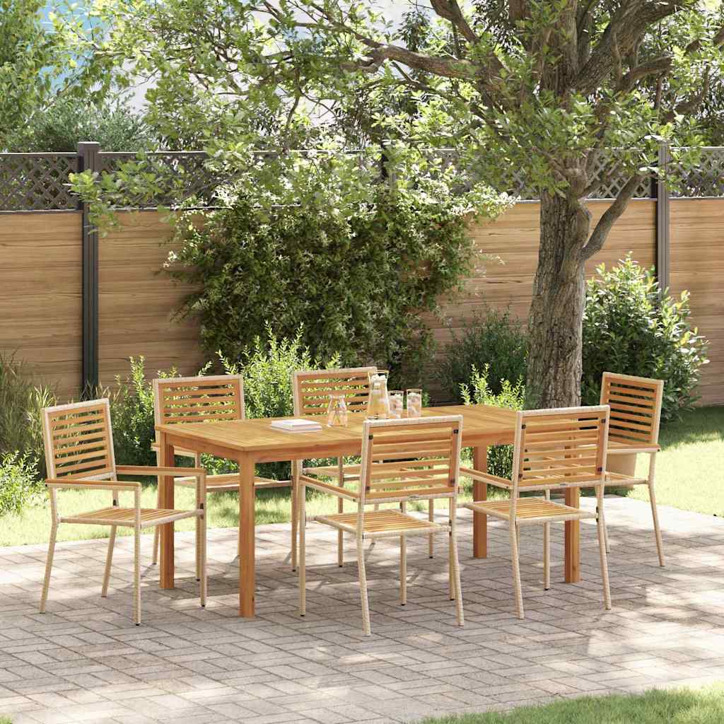Garten Essgruppe 7 pcs Beige Massivholz Akazie