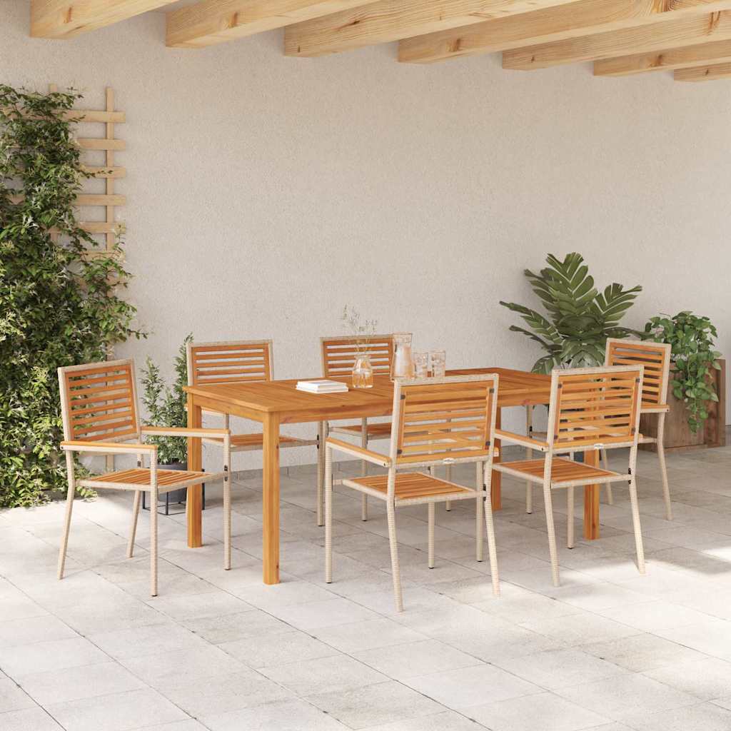 Garten Essgruppe 7 pcs Beige Massivholz Akazie
