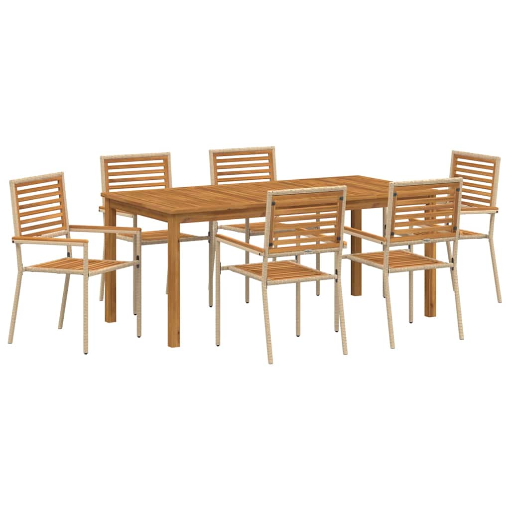Garten Essgruppe 7 pcs Beige Massivholz Akazie