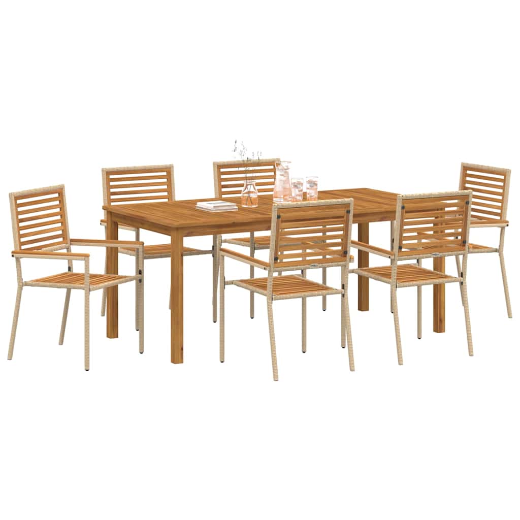 Garten Essgruppe 7 pcs Beige Massivholz Akazie