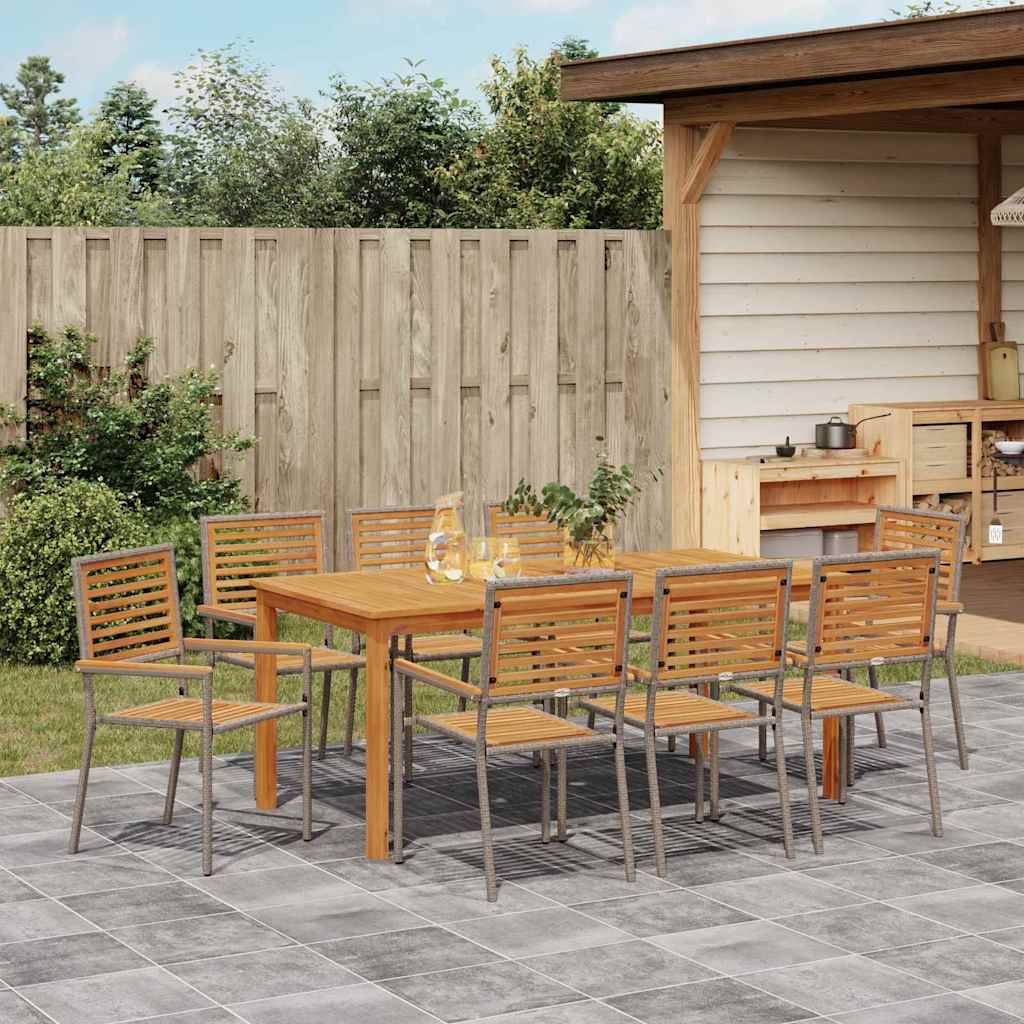 Garten Essgruppe 9 stk. Grau Massivholz Akazie