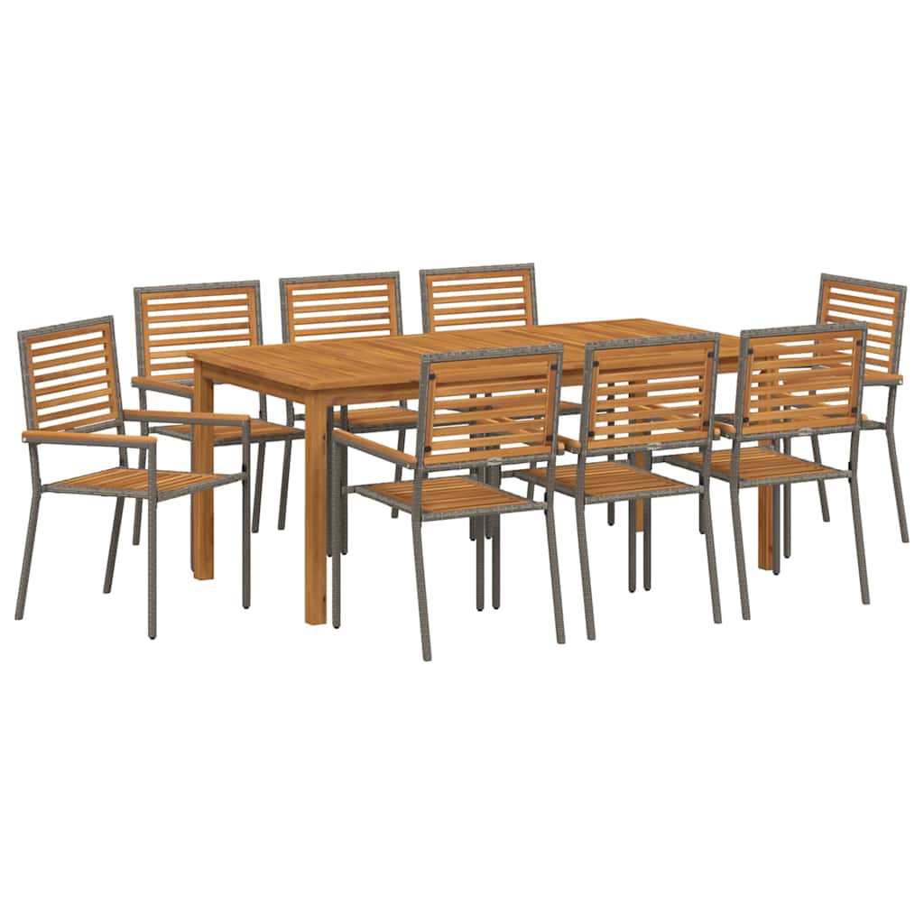 Garten Essgruppe 9 stk. Grau Massivholz Akazie