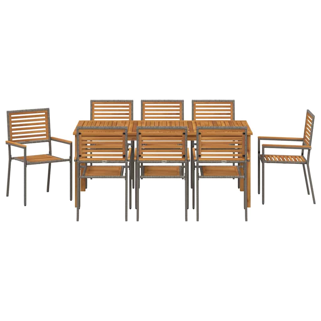 Garten Essgruppe 9 stk. Grau Massivholz Akazie