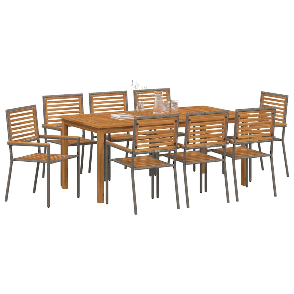 Garten Essgruppe 9 stk. Grau Massivholz Akazie