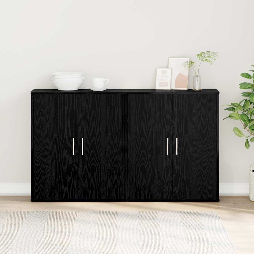 Sideboard 2 stk. Schwarz Eichen-Optik 60 x 31 x 70 cm