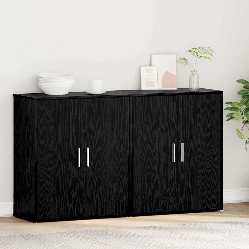 Sideboard 2 stk. Schwarz Eichen-Optik 60 x 31 x 70 cm
