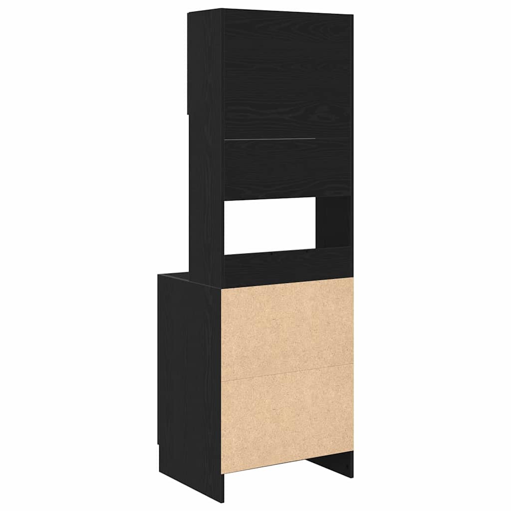 Küchenschrank mit Regal Schwarz Eichen-Optik 60 x 50 x 180 cm