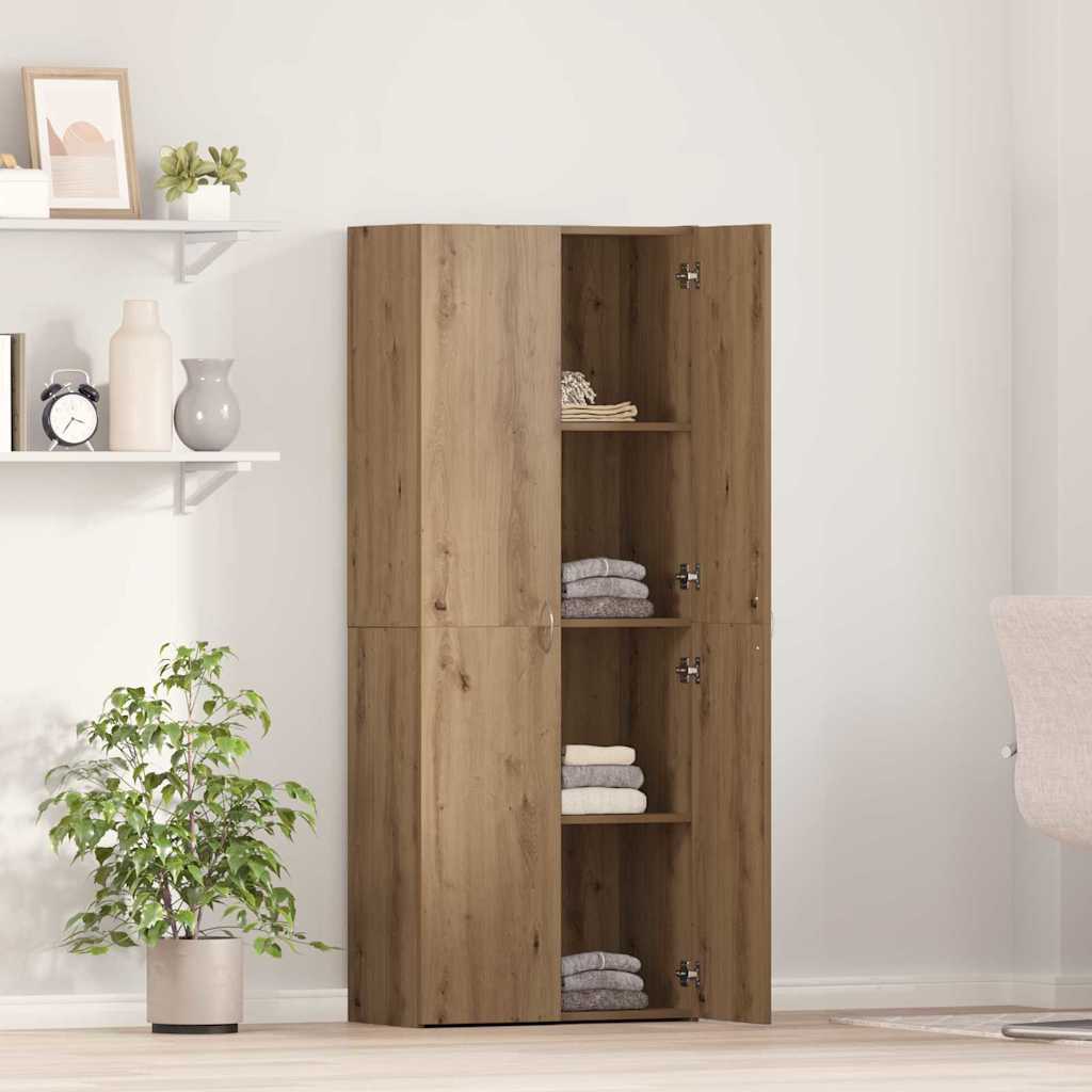 Ensemble de 2 armoires de bureau artisanales en bois de chêne