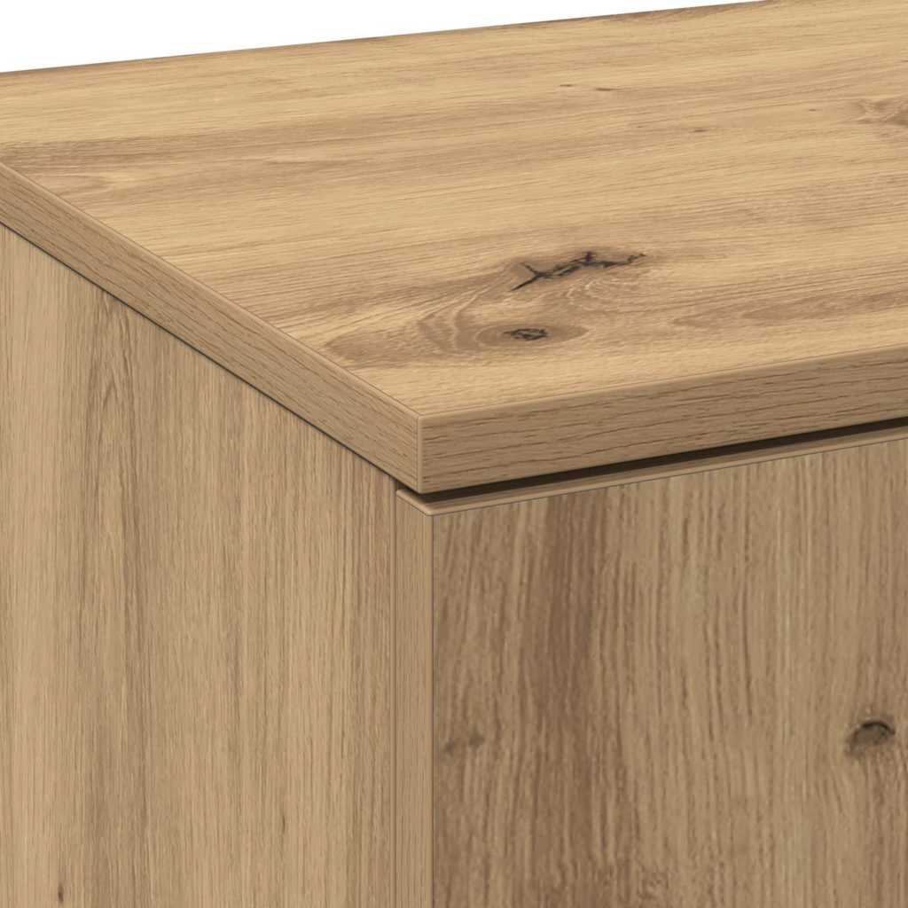 Highboard 80 x 35 x 180 cm Holzwerkstoff Eiche handwerklich