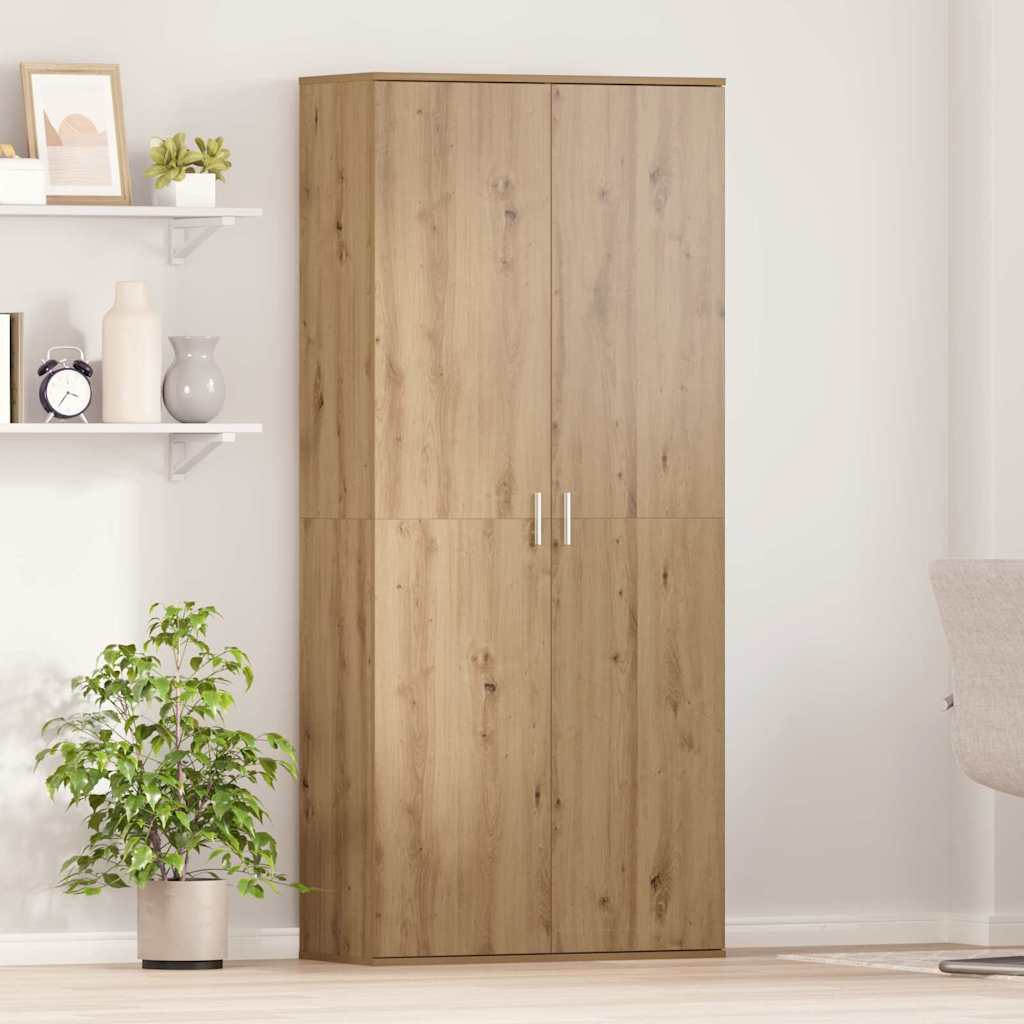 Highboard 80 x 35 x 180 cm Holzwerkstoff Eiche handwerklich