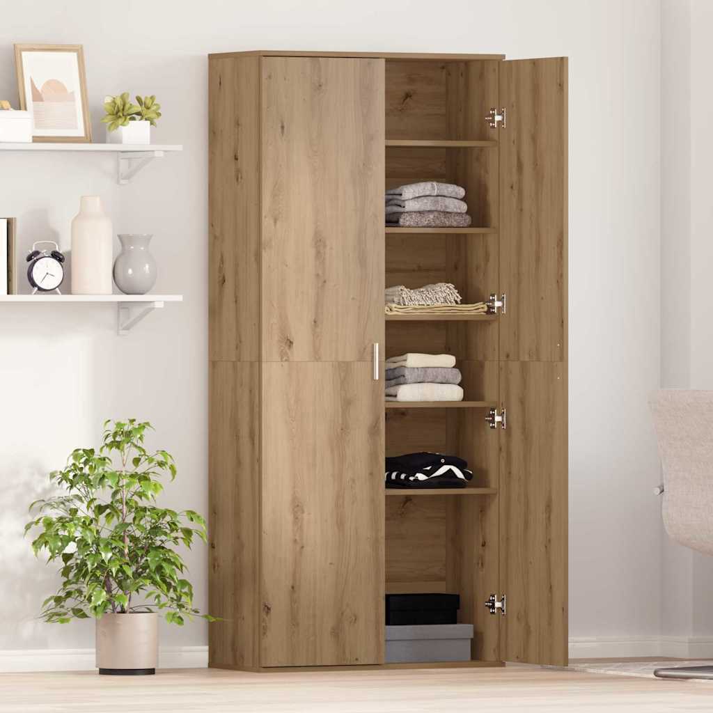 Highboard 80 x 35 x 180 cm Holzwerkstoff Eiche handwerklich