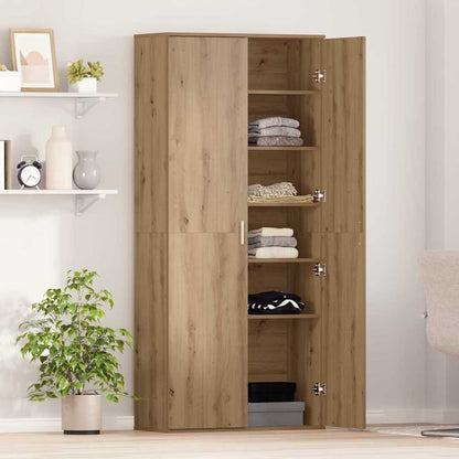Highboard 80 x 35 x 180 cm Holzwerkstoff Eiche handwerklich