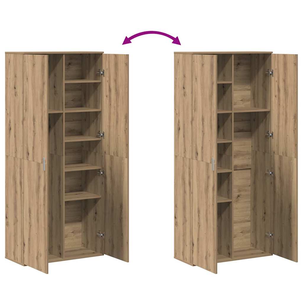 Highboard 80 x 35 x 180 cm Holzwerkstoff Eiche handwerklich