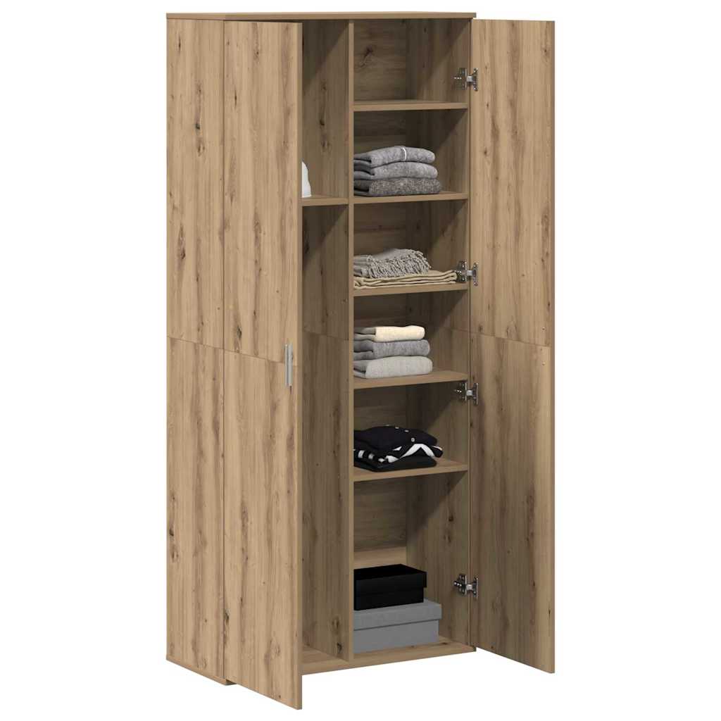 Highboard 80 x 35 x 180 cm Holzwerkstoff Eiche handwerklich