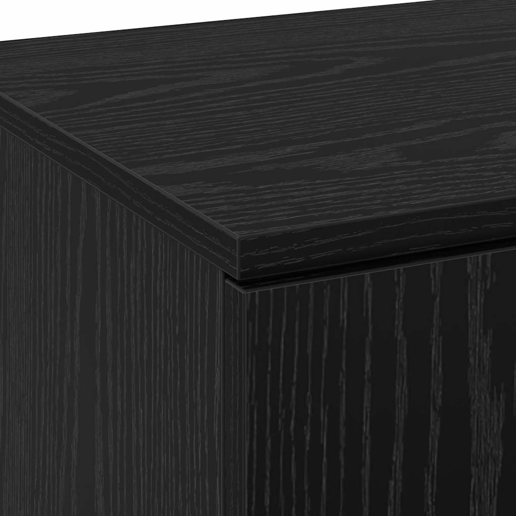 Highboard 80 x 35 x 180 cm Holzwerkstoff Schwarz Eichen-Optik