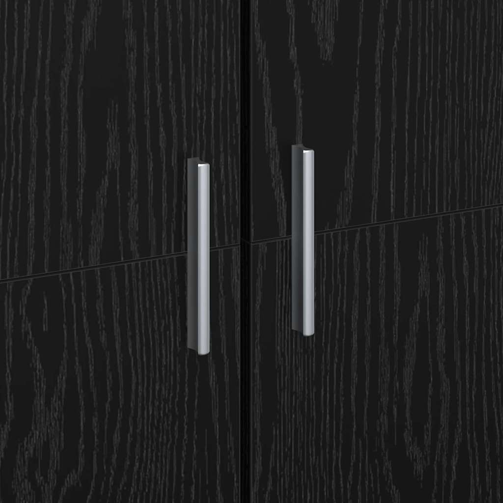 Highboard 80 x 35 x 180 cm Holzwerkstoff Schwarz Eichen-Optik