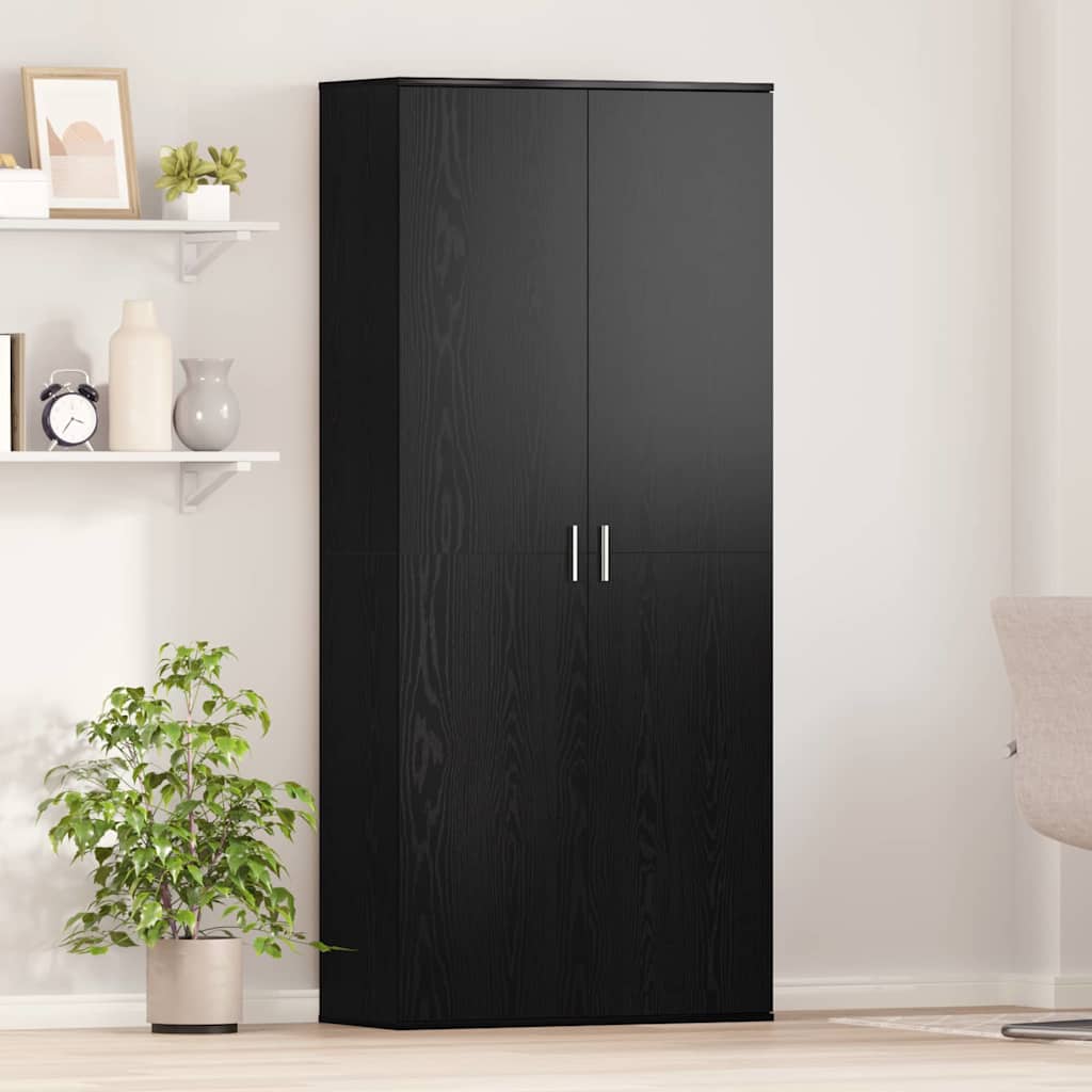 Highboard 80 x 35 x 180 cm Holzwerkstoff Schwarz Eichen-Optik
