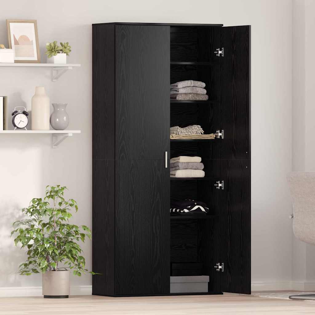 Highboard 80 x 35 x 180 cm Holzwerkstoff Schwarz Eichen-Optik