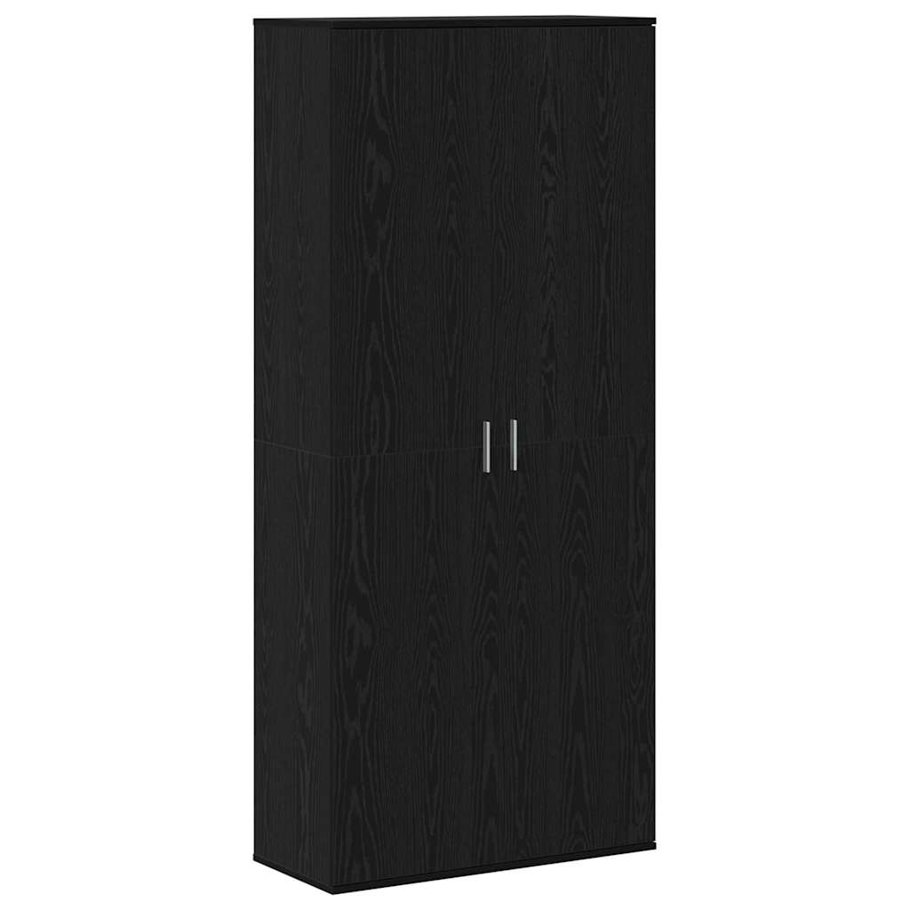 Highboard 80 x 35 x 180 cm Holzwerkstoff Schwarz Eichen-Optik
