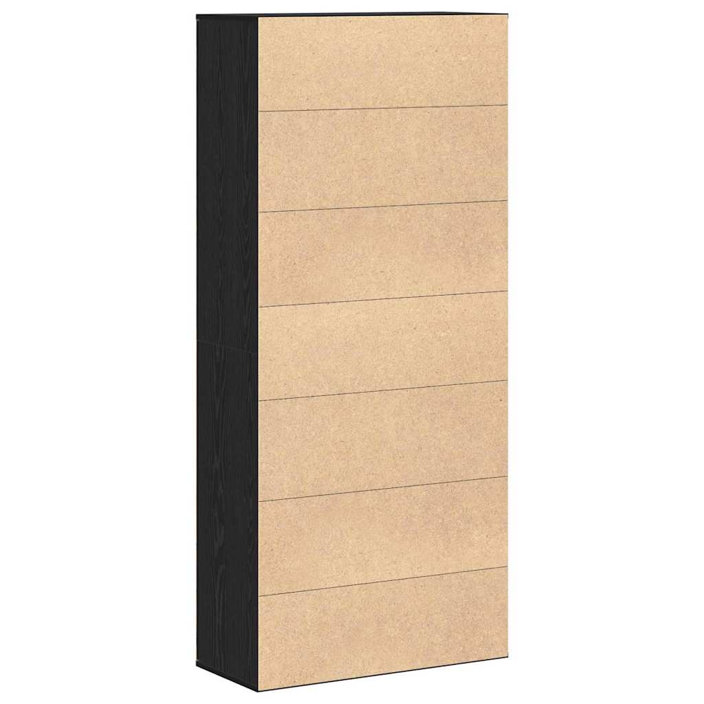 Highboard 80 x 35 x 180 cm Holzwerkstoff Schwarz Eichen-Optik