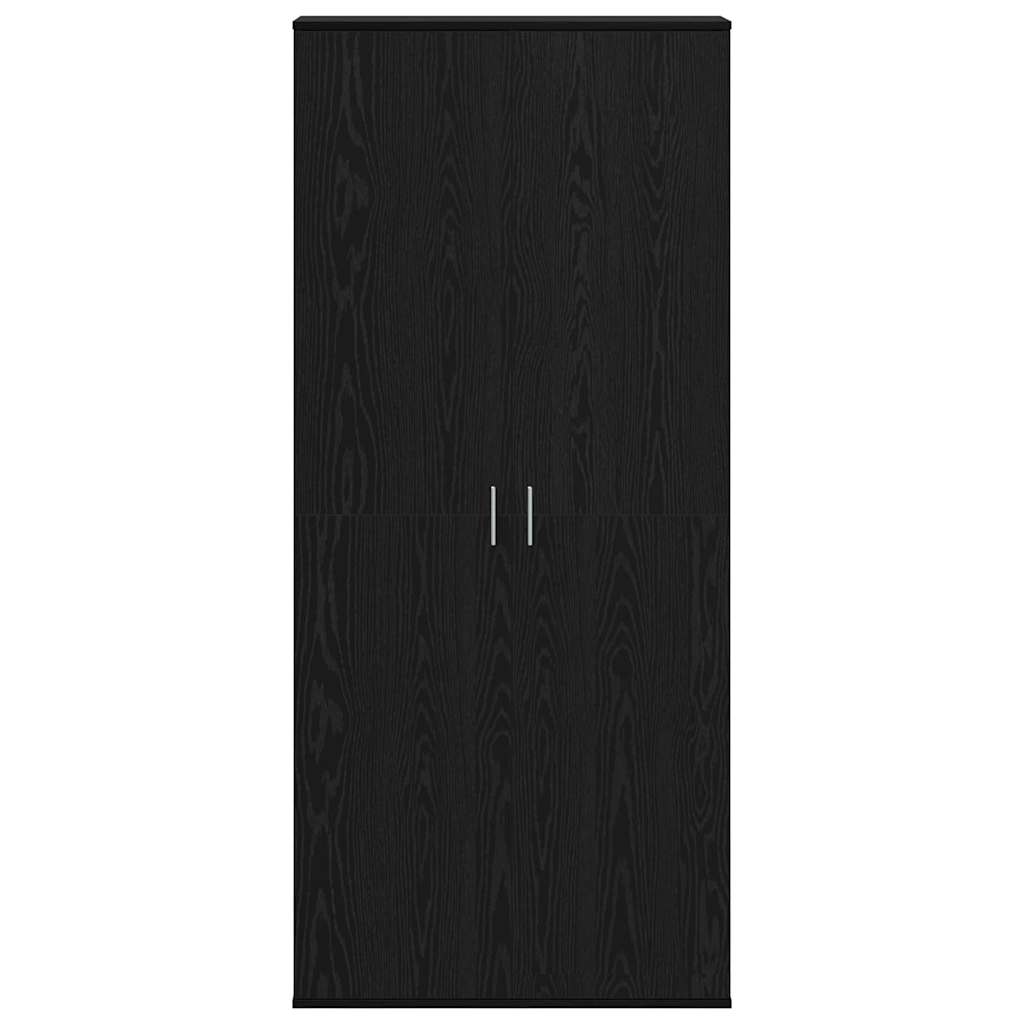 Highboard 80 x 35 x 180 cm Holzwerkstoff Schwarz Eichen-Optik