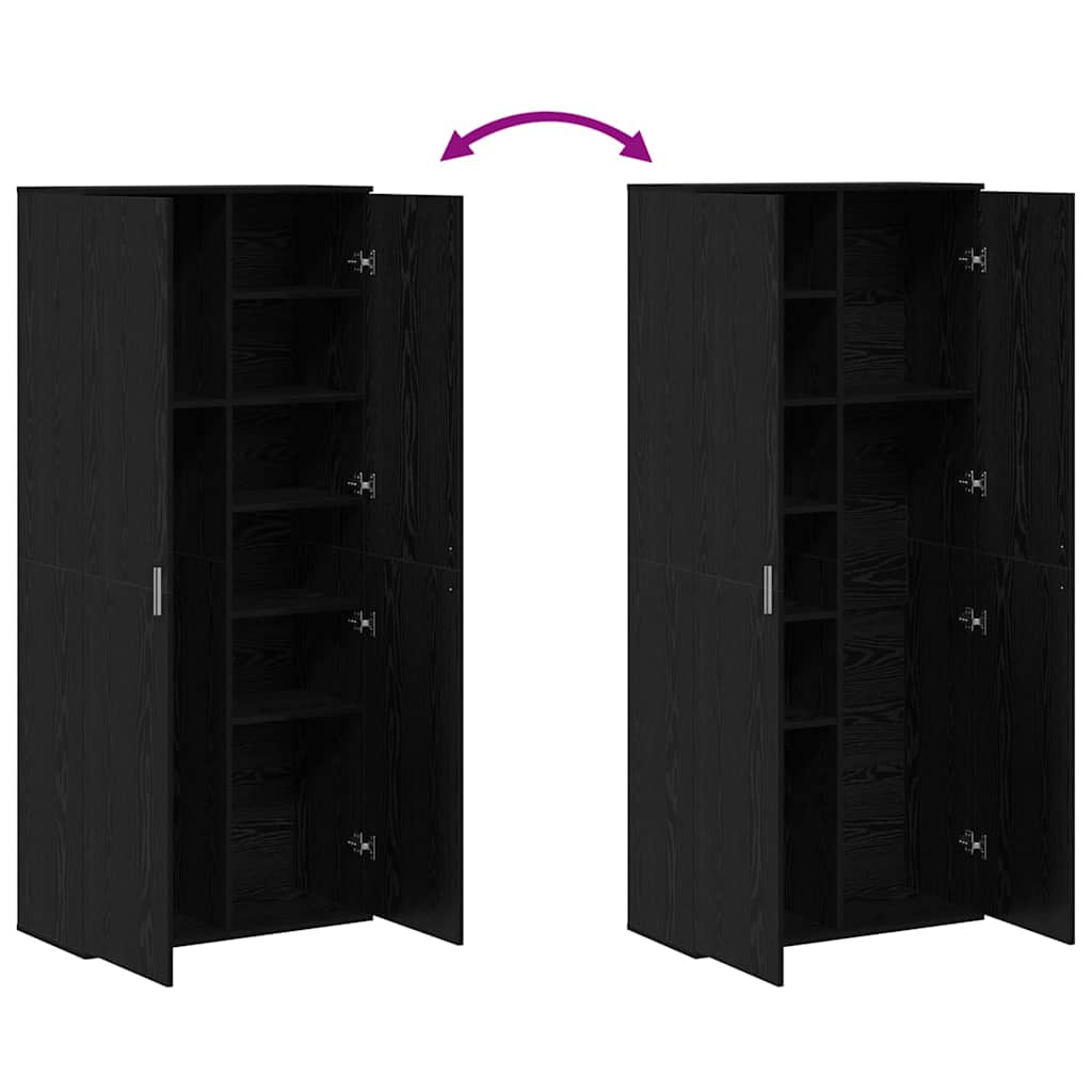 Highboard 80 x 35 x 180 cm Holzwerkstoff Schwarz Eichen-Optik