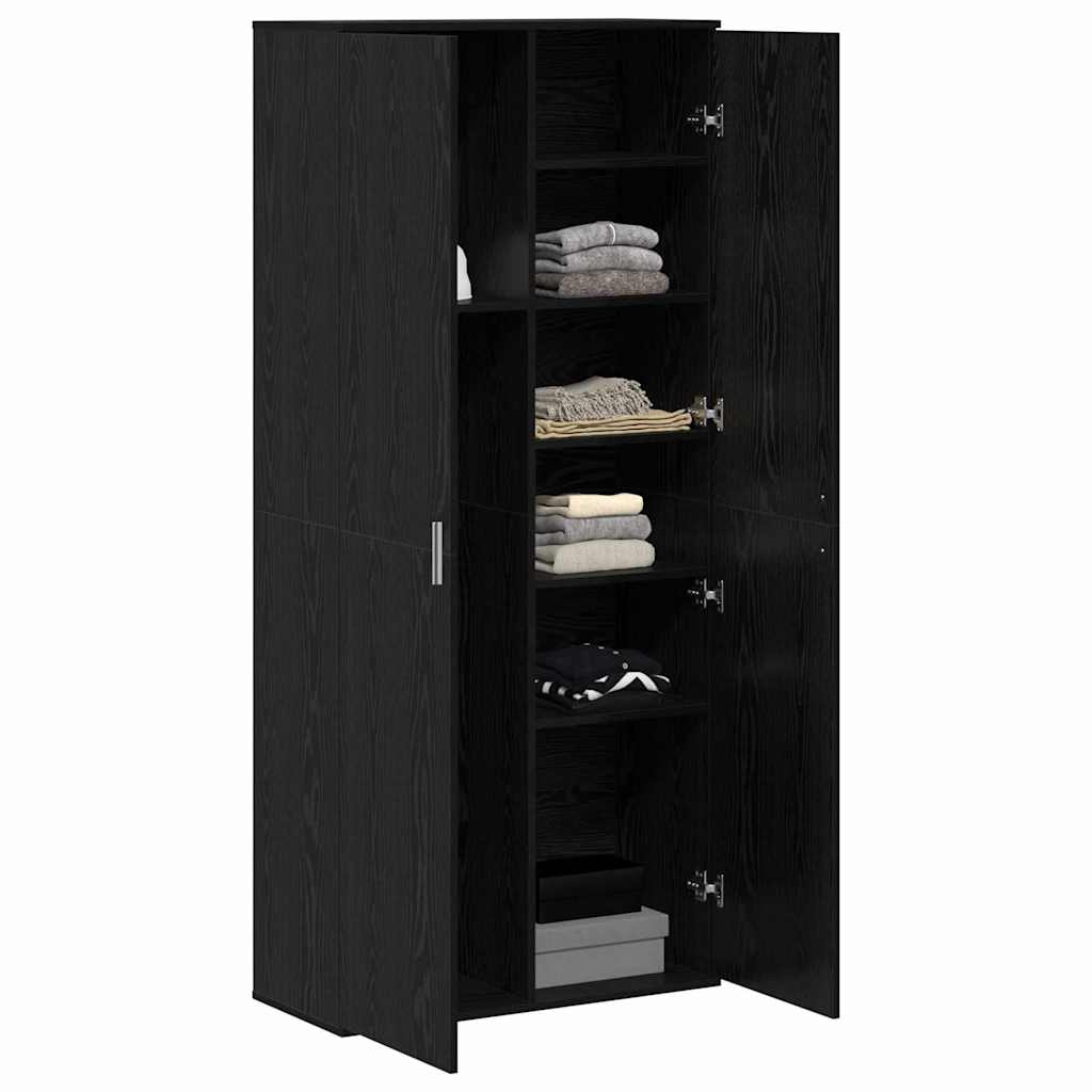Highboard 80 x 35 x 180 cm Holzwerkstoff Schwarz Eichen-Optik