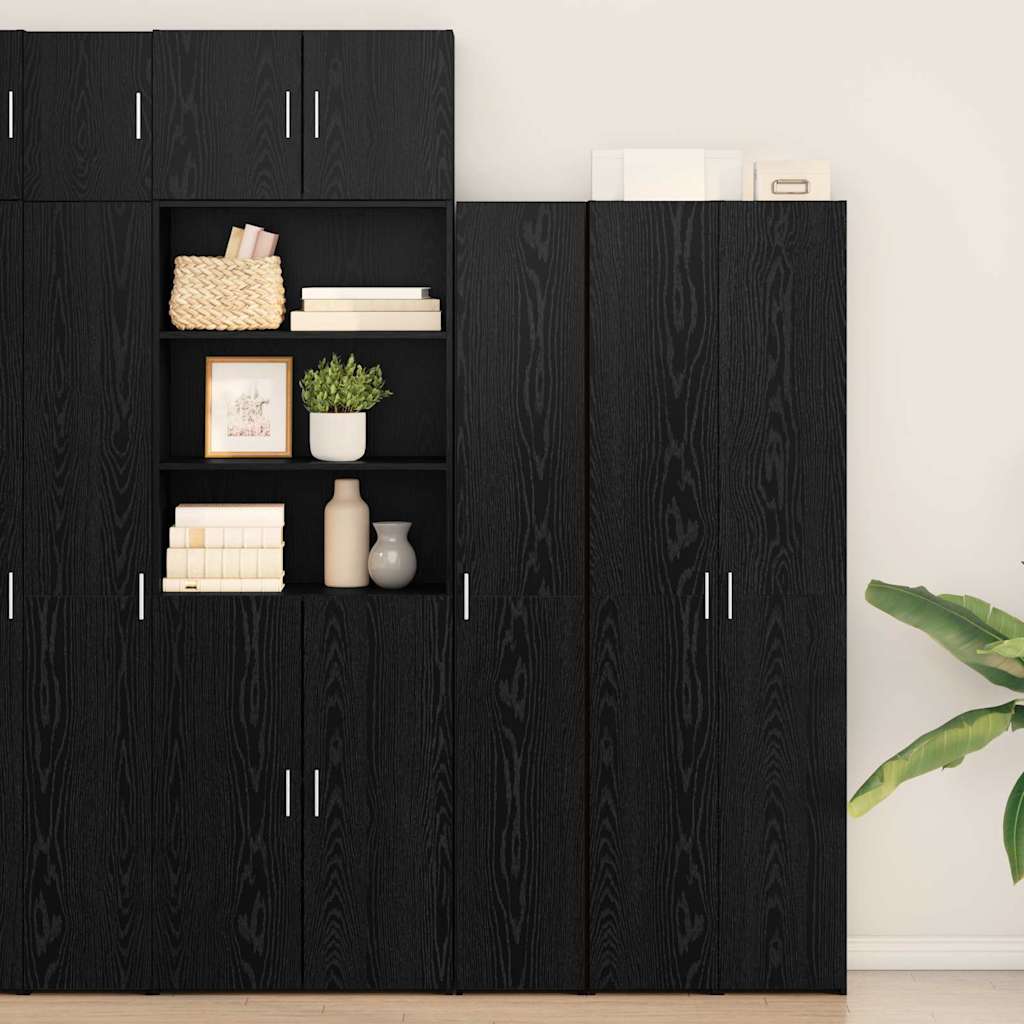 Highboard Schwarz Eichen-Optik 30 x 42,5 x 185 cm