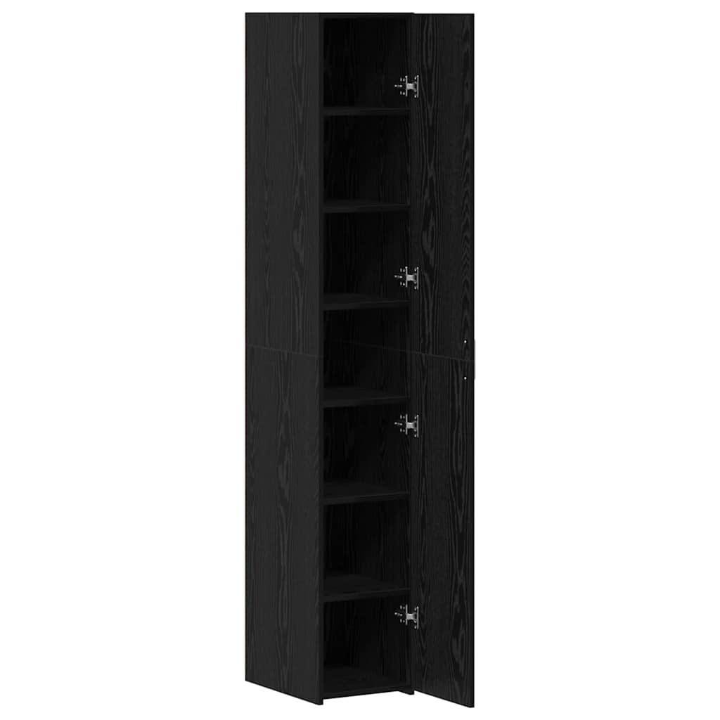 Highboard Schwarz Eichen-Optik 30 x 42,5 x 185 cm