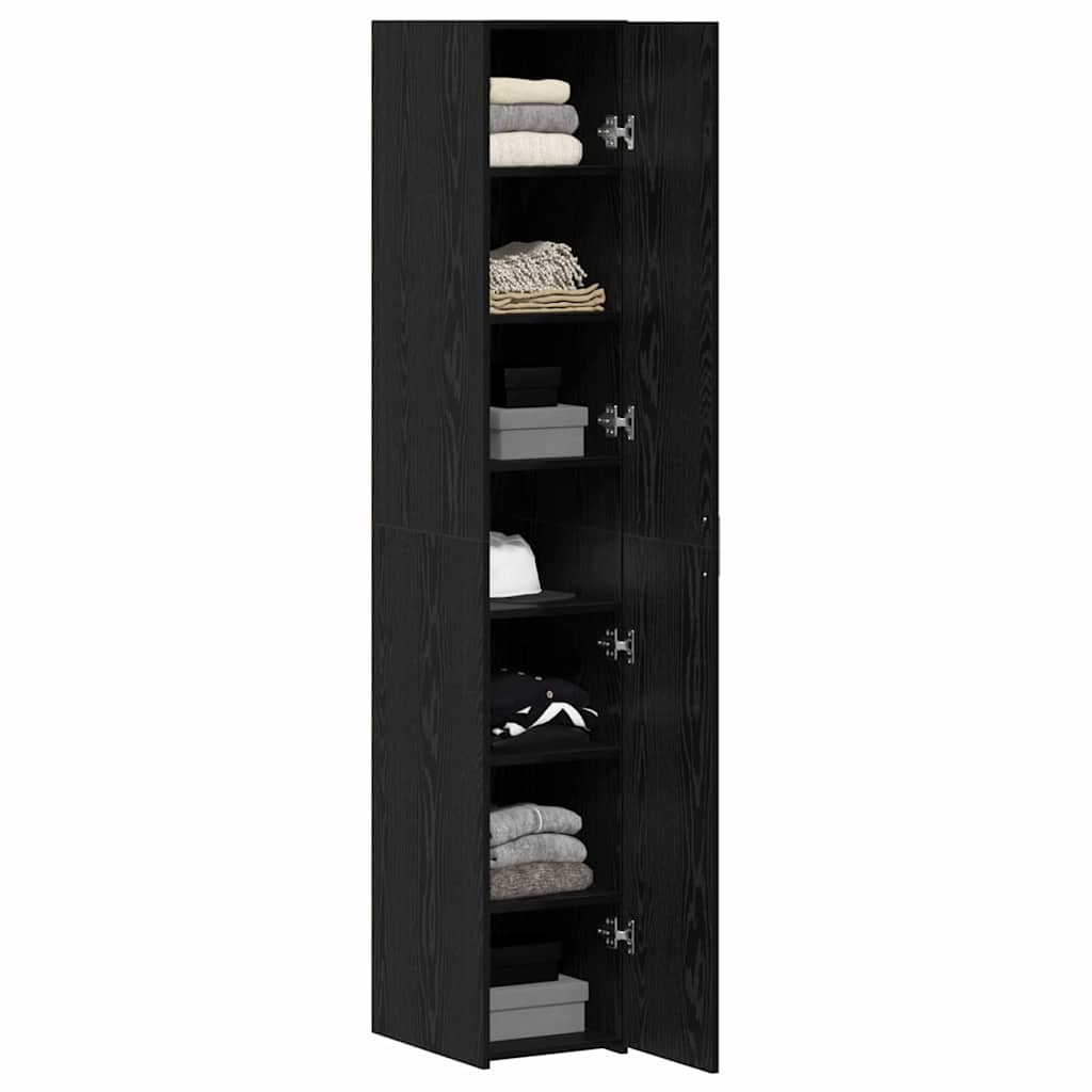Highboard Schwarz Eichen-Optik 30 x 42,5 x 185 cm