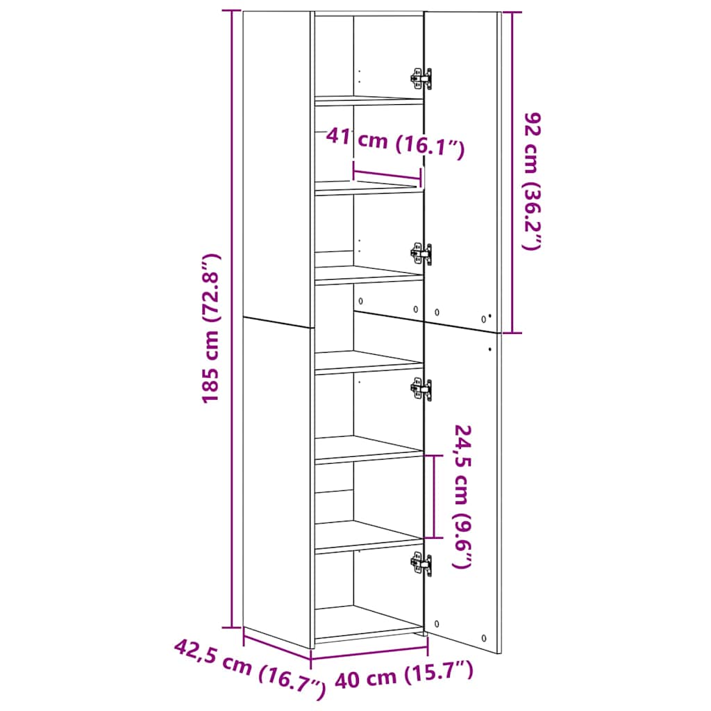 Highboard Altholz 40 x 42,5 x 185 cm
