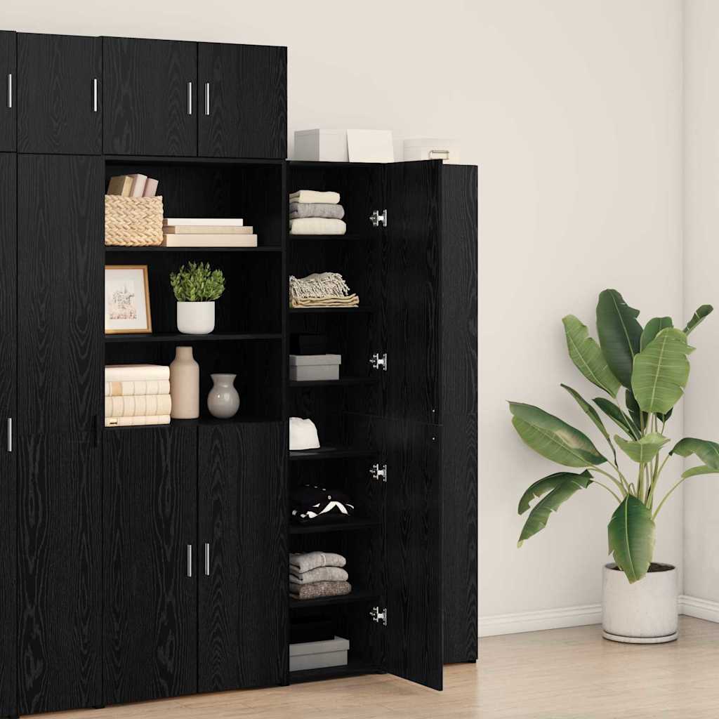 Highboard Schwarz Eichen-Optik 40 x 42,5 x 185 cm