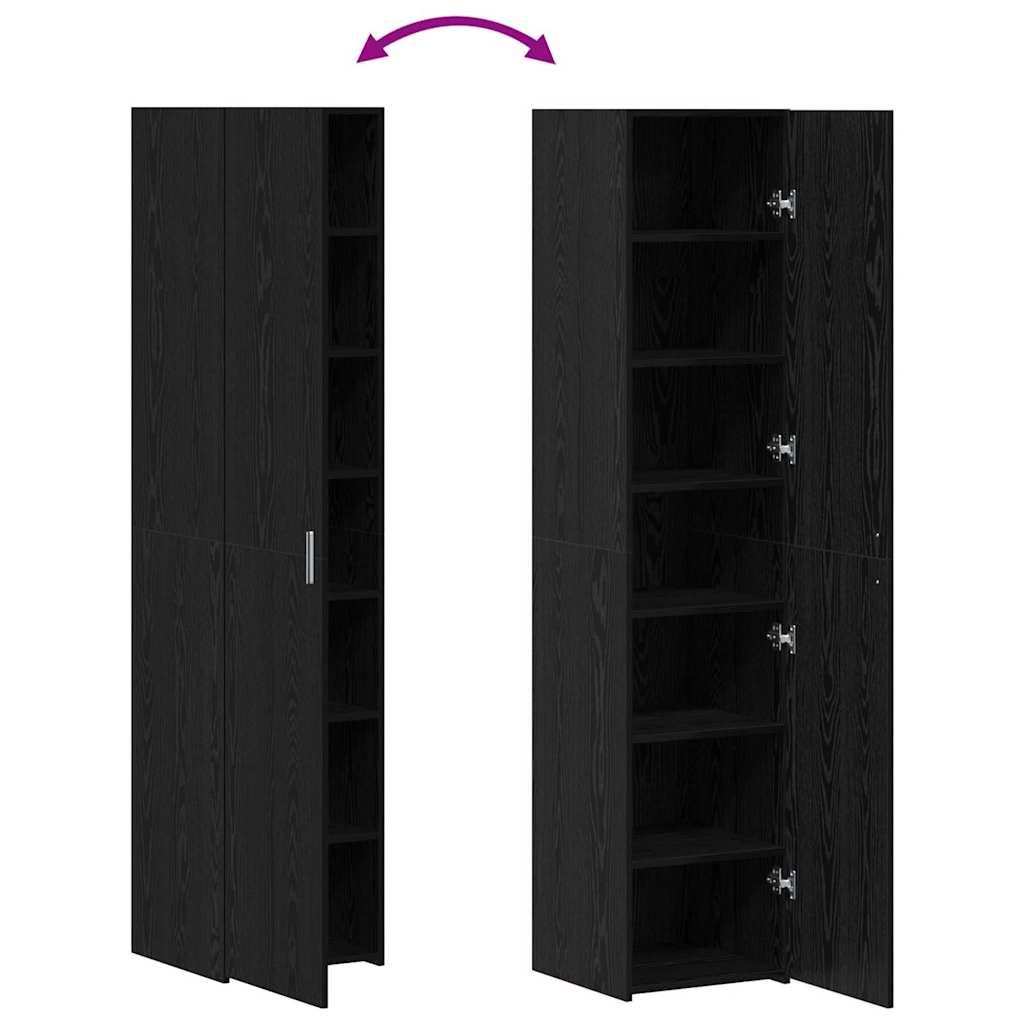 Highboard Schwarz Eichen-Optik 40 x 42,5 x 185 cm