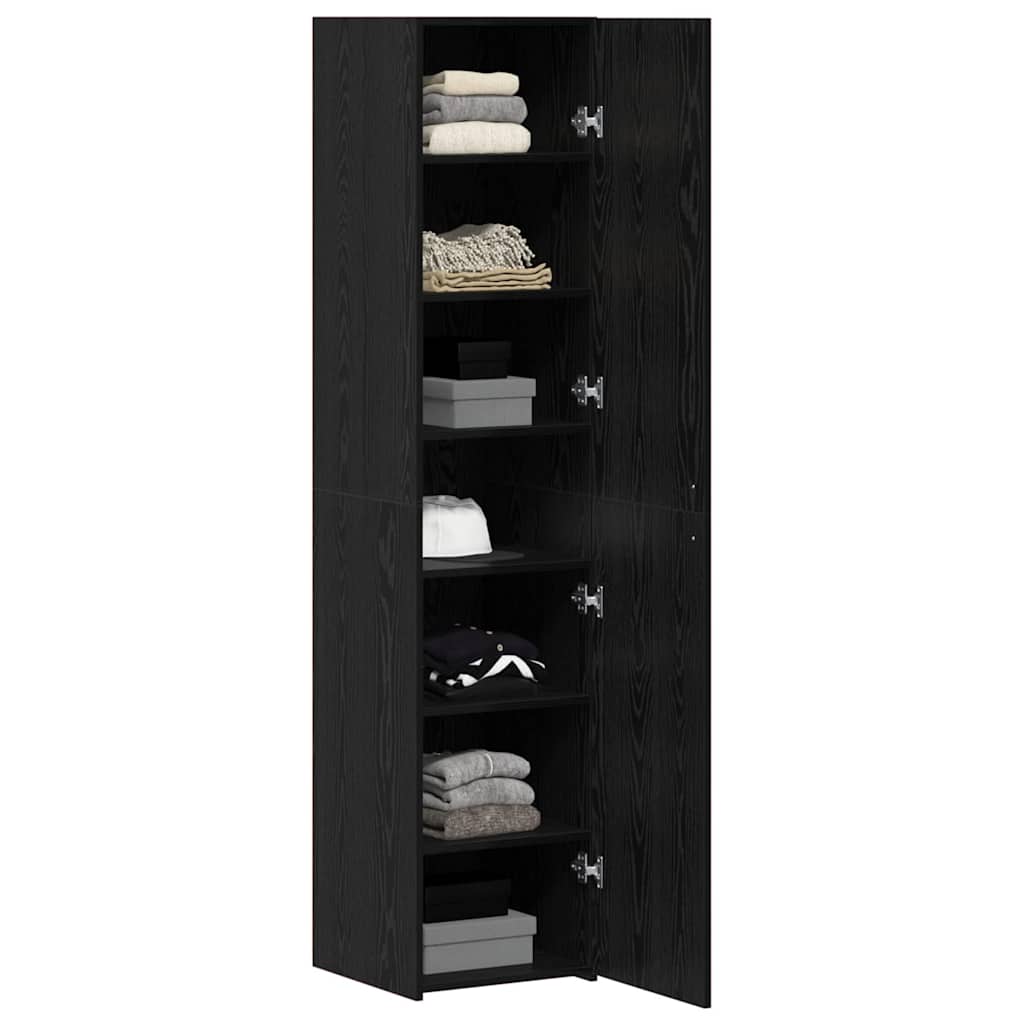 Highboard Schwarz Eichen-Optik 40 x 42,5 x 185 cm