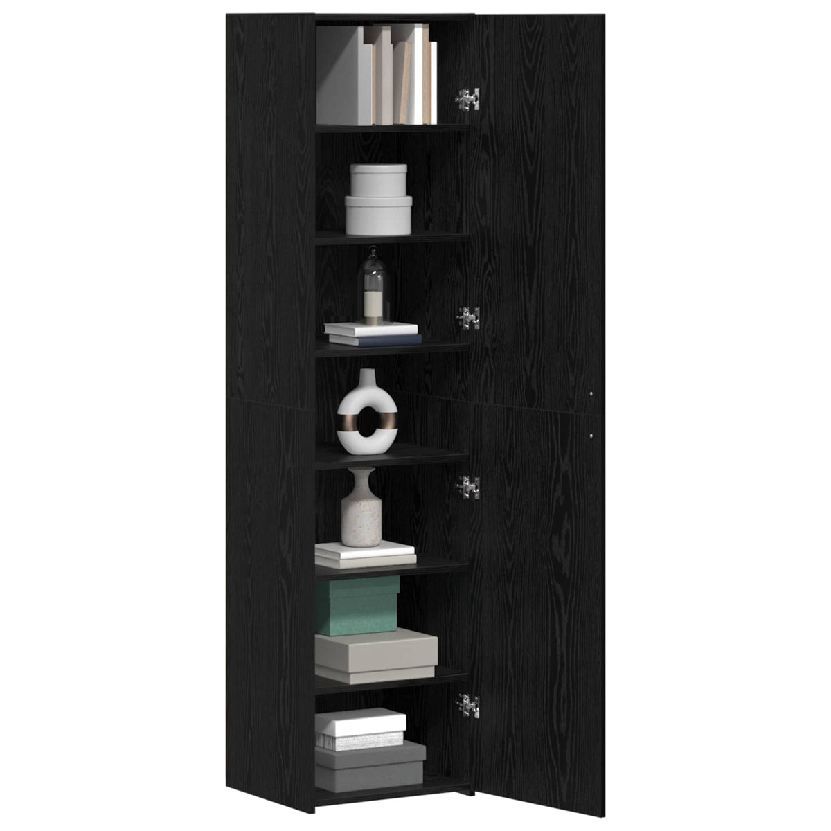 Highboard Schwarz Eichen-Optik 45 x 42,5 x 185 cm