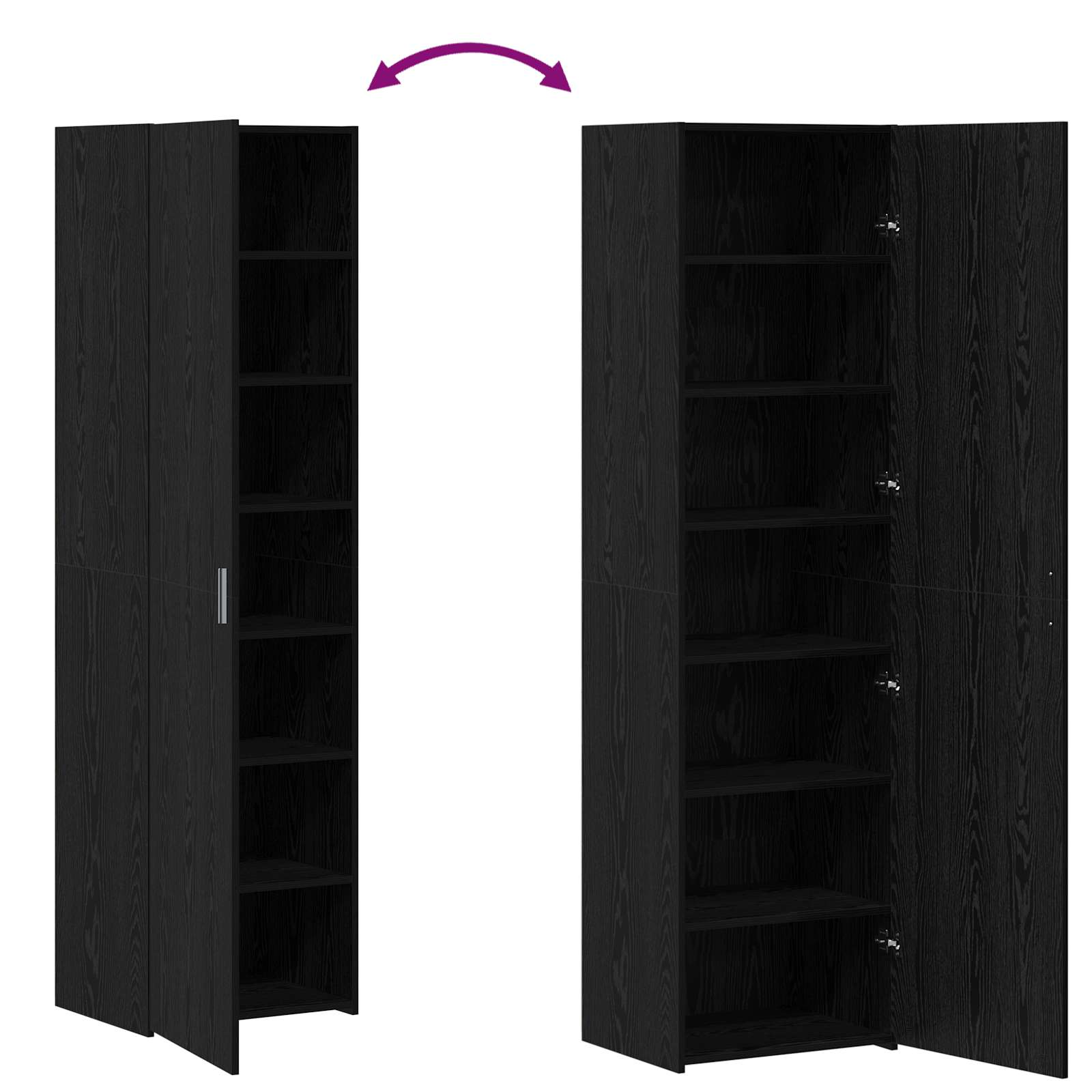 Highboard 2 pcs Schwarz Eichen-Optik 50 x 42,5 x 185 cm