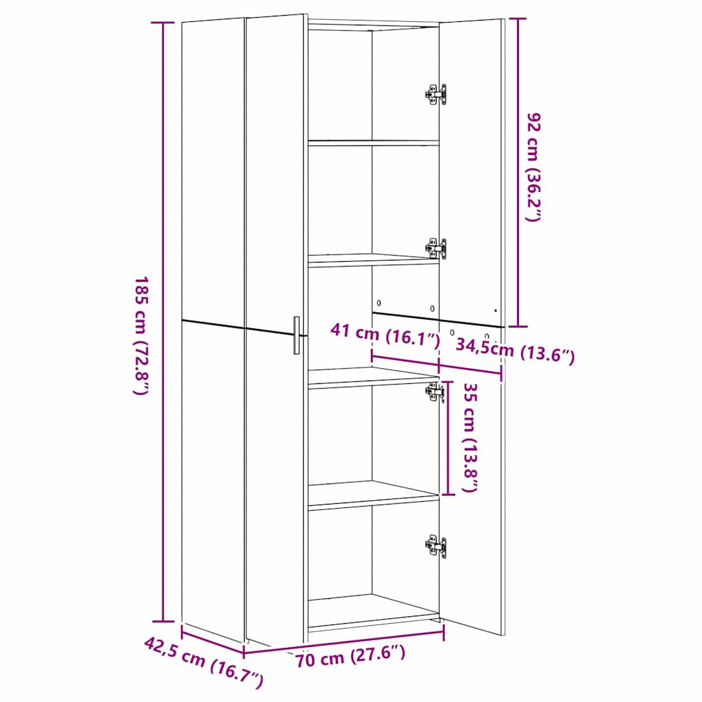 Highboard 2 pcs Altholz 70 x 42,5 x 185 cm
