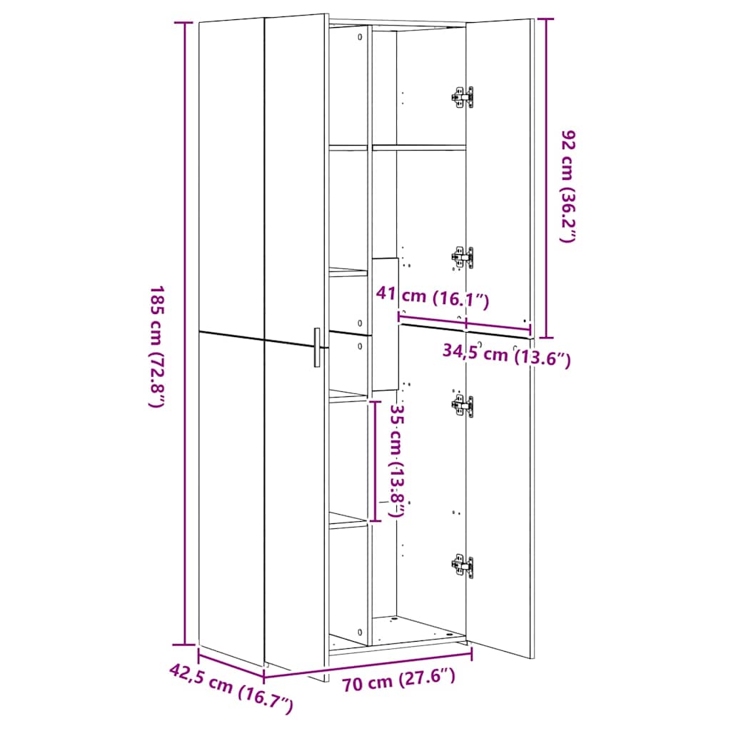 Highboard 2 pcs Altholz 70 x 42,5 x 185 cm